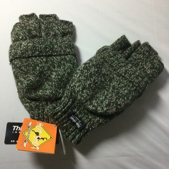 MEN'S HOT SHOT RAGG WOOL POP-TOP MITTEN/GLOVE CAMO GREEN - Picture 2 of 5